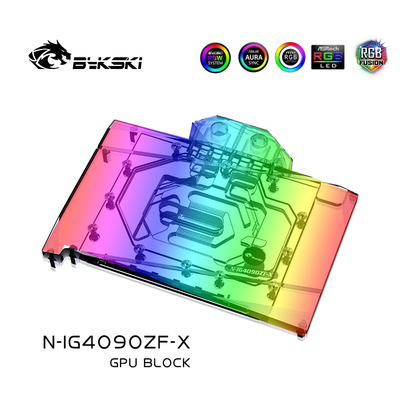 Rtx 4090 Water Block Full Cover - Bykski N-IG4090ZF-X تستخدم كتلة وحدة معالجة